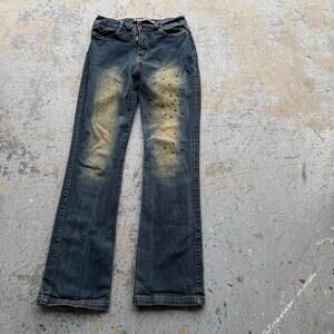 Y2K 2000’s Mud Wash Embezzled Jeans Sz 7